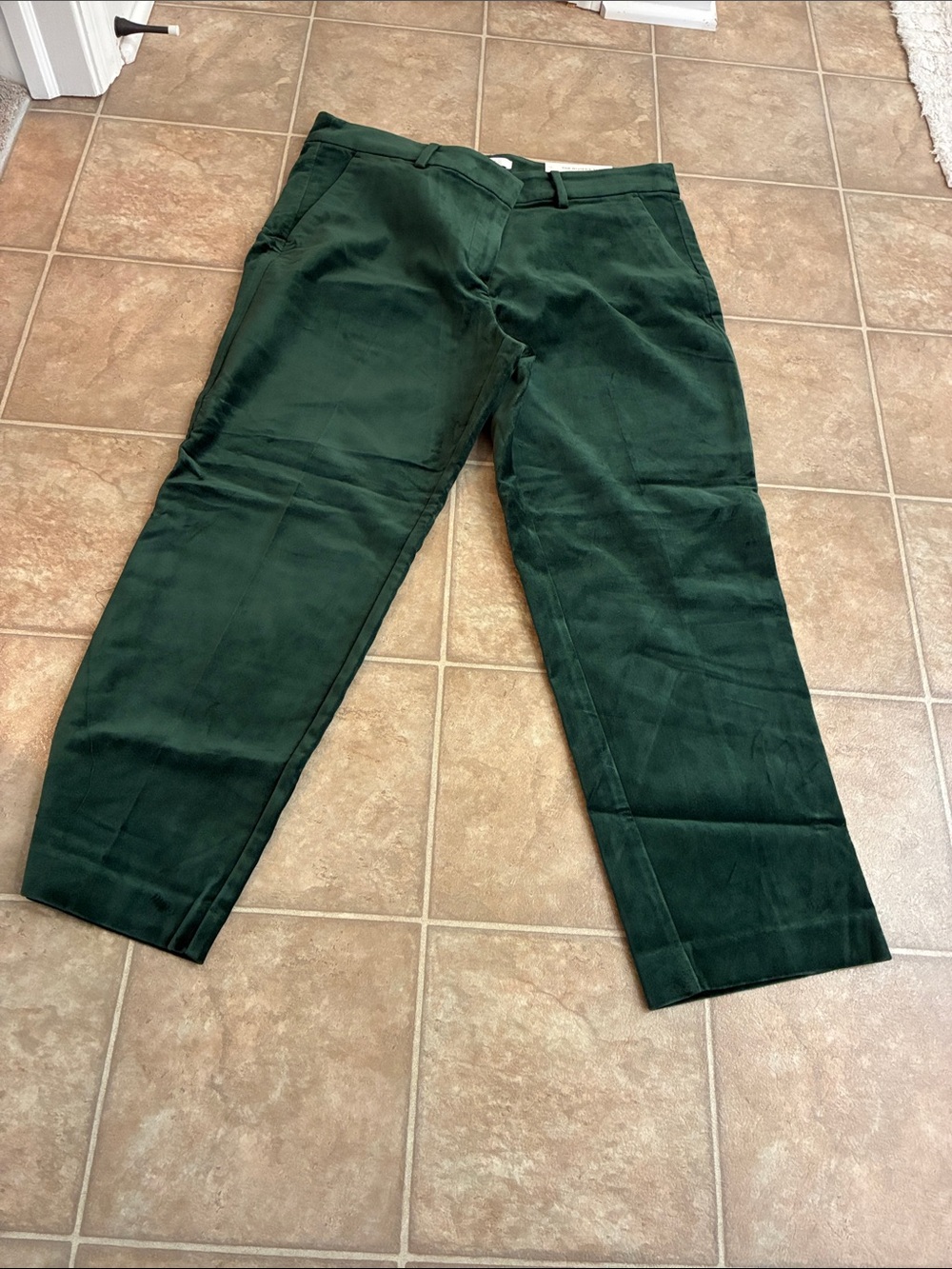 LOFT Dark Green Women's Riviera Slim crushed velvet pants